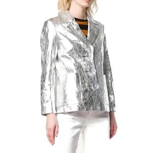Simon Miller Metallic 100% Cow Leather Blazer in Silver